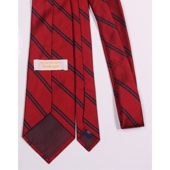 Brooks Brothers BrooksGate Vintage Red Navy Blue Repp Silk Twill Necktie Tie - Picture 4 of 6
